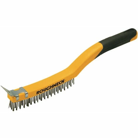 Roughneck 52-034 Brass Wire Brush Soft Grip with Scraper 355mm (14in) - 3 Row Roughneck 52-034 Brass Wire Brush Soft Grip With Scraper 355mm (14in) - 3 Row -ROUGHNECK SHOP 30517992 1