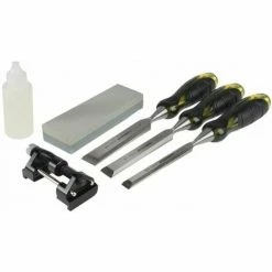 ROUGHNECK Professional Bevel Edge Chisel Set Of 3 & Sharpening Kit 13 19 & 25mm ROU30165