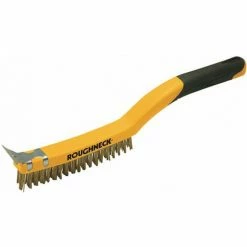 Roughneck 52-030 Carbon Steel Wire Brush Soft Grip + Scraper 355mm (14in) 3 Row